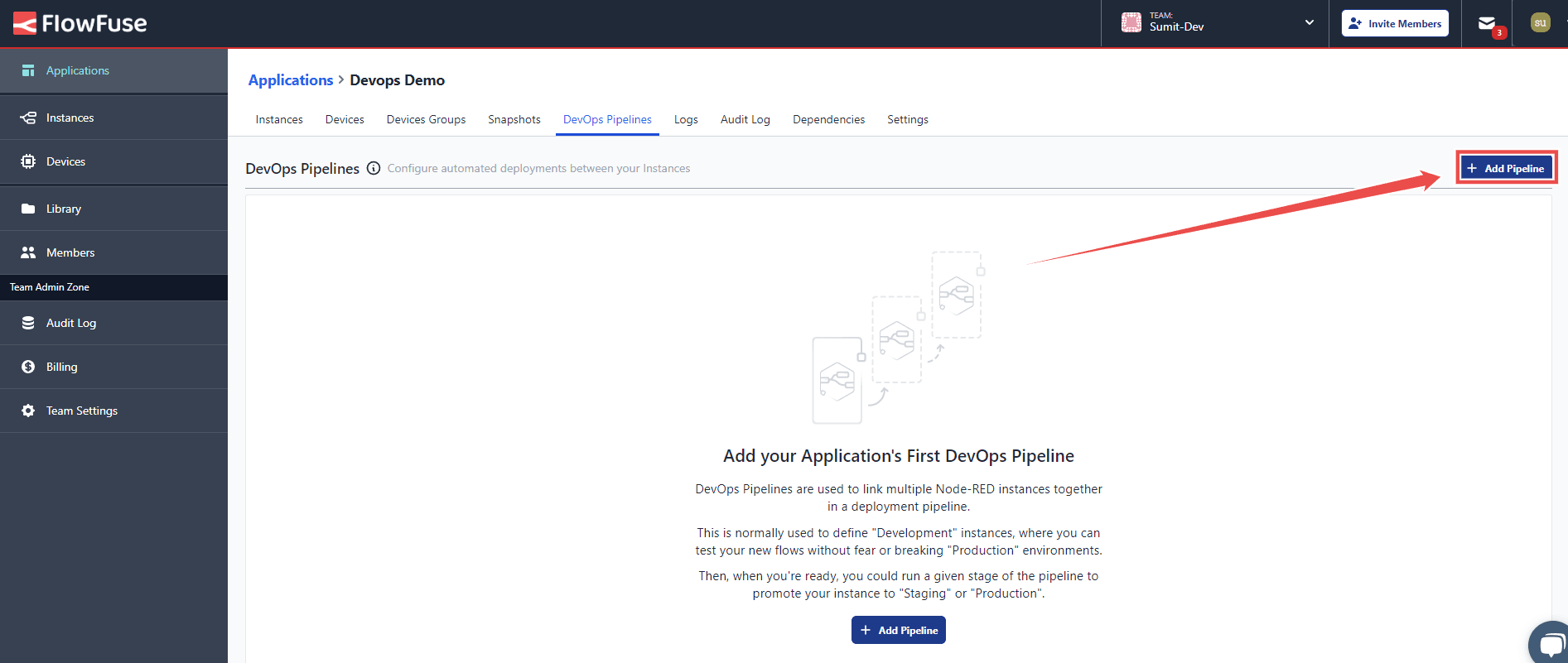 Image showing the 'Add Pipeline' button.