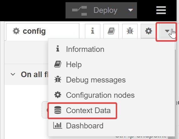 "Screenshot showing the Context Data option"